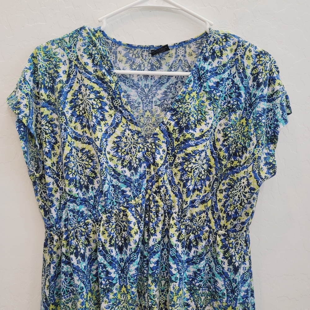 💕 Faded Glory Blue & Yellow Mini Dress Women's Size Medium - Picture 9 of 10